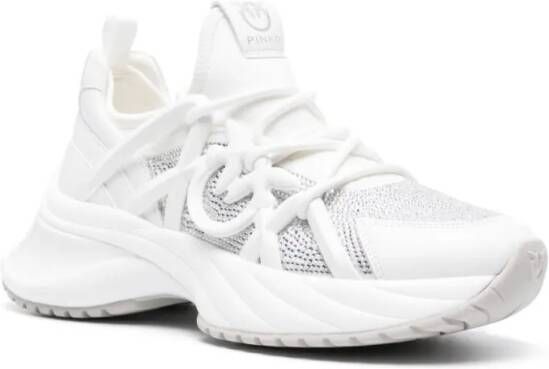 pinko Low-Top Sneakers Panelled Design Scuba Jersey And Calf Leather Snea in wit