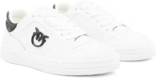 pinko Low-Top Sneakers White Leather Sneakers With Black Emblem in wit