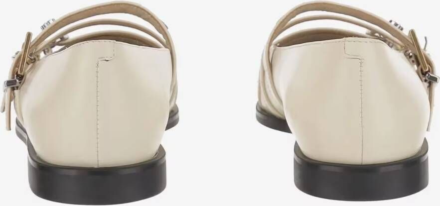 pinko Pointed Toe Leather Shoes in beige