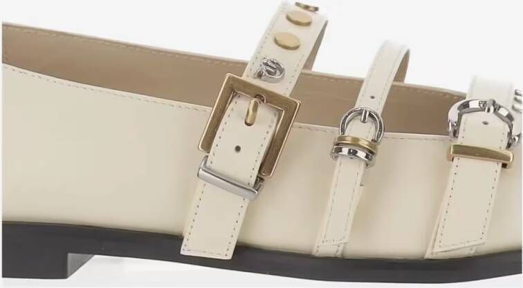 pinko Pointed Toe Leather Shoes in beige