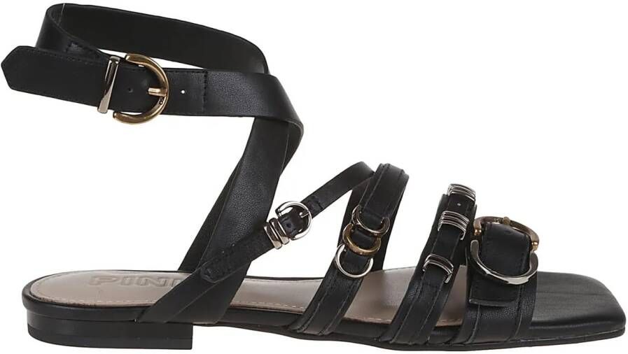 pinko Sandalen Ankle Strap Sandals With Branded Leather Insole in zwart