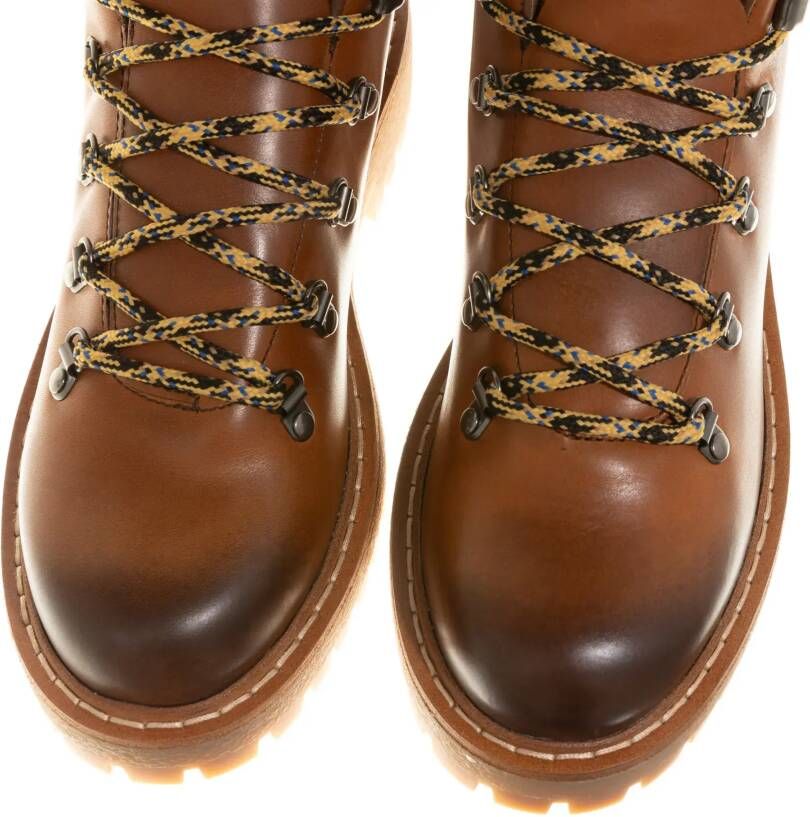 Prada Enkellaarzen Laced Logo Ankle Boots in cognac