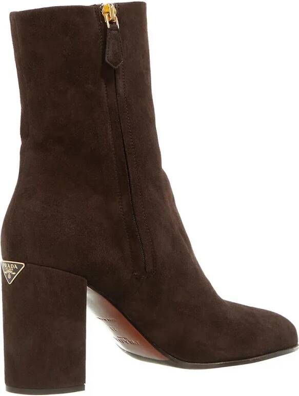 Prada Enkellaarzen Triangle Logo Boots in bruin