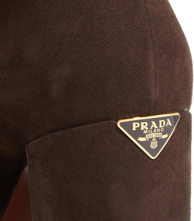 Prada Enkellaarzen Triangle Logo Boots in bruin