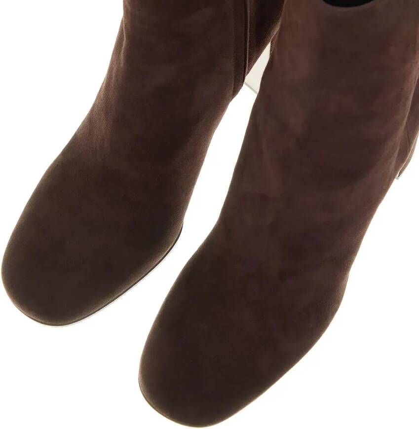 Prada Enkellaarzen Triangle Logo Boots in bruin