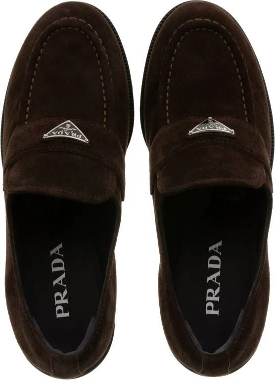 Prada Loafers Trangle Logo Loafers in bruin