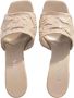 Prada Sandalen Logo Plaque Slip On Heeled Sandals in beige - Thumbnail 2