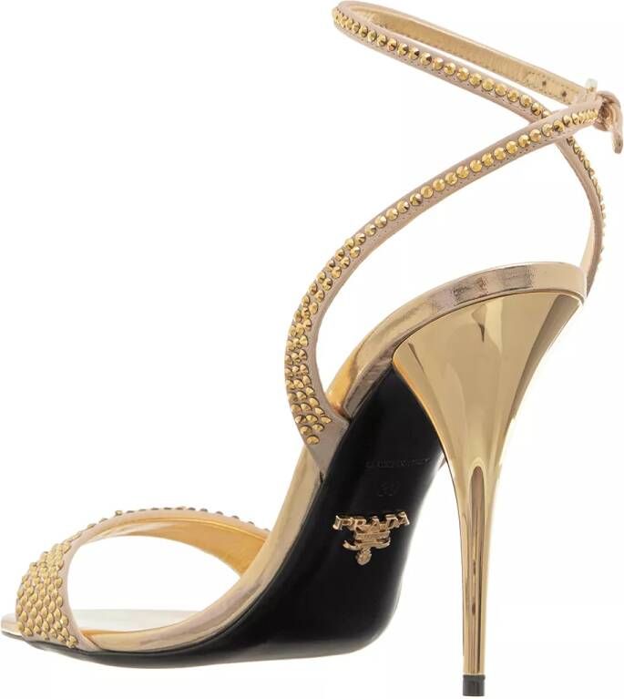 Prada Sandalen Satin Sandals With Crystals in goud