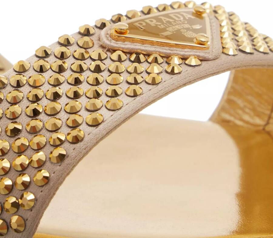 Prada Sandalen Satin Sandals With Crystals in goud