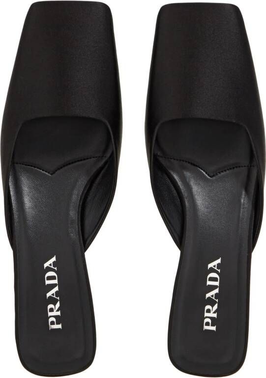 Prada Slippers & Mules Satin Sabots in zwart