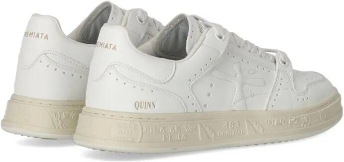 Premiata Low-Top Sneakers Leather Quinnd 7424 Sneaker With Stitched Logo in wit