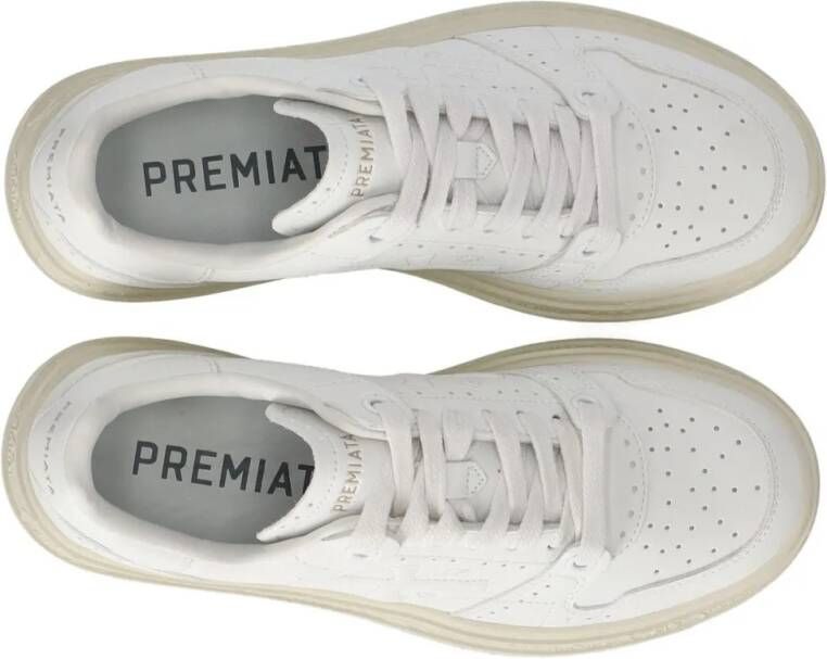 Premiata Low-Top Sneakers Leather Quinnd 7424 Sneaker With Stitched Logo in wit