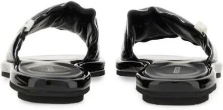 Premiata Sandalen Black Lamb Leather Slide Sandal With Glossy Finish in zwart