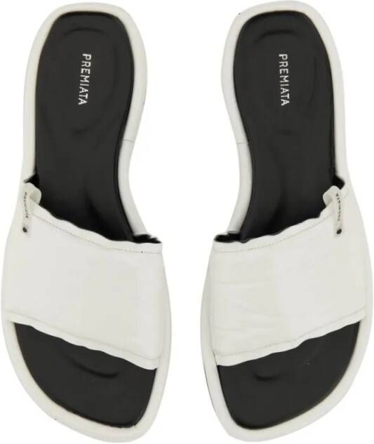 Premiata Sandalen White Slide Sandal With Lamb Leather Upper in wit
