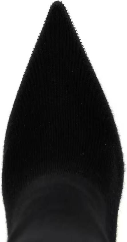 René Caovilla Boots High-Leg Knitted Boots With Rhinestone Detailing in zwart