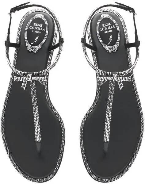 René Caovilla Sandalen Diana Crystal Thongs in zwart