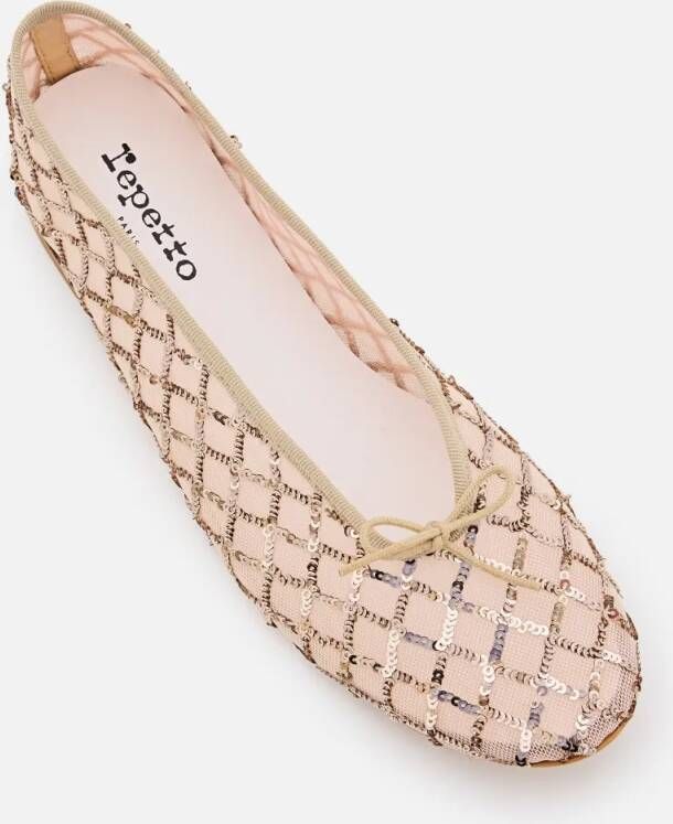 repetto Light Gold Woven Flats With Leather-Wrapped Heel in goud