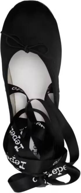 repetto Sophia Logo Ribbon Ballerina Ballet Flats in zwart