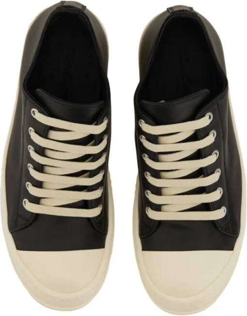 Rick Owens Low-Top Sneakers Black Leather Sneakers in zwart