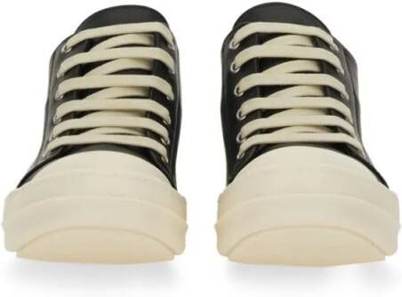 Rick Owens Low-Top Sneakers Black Leather Sneakers in zwart