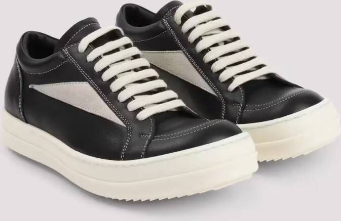 Rick Owens Low-Top Sneakers Black Leather Sneakers in zwart
