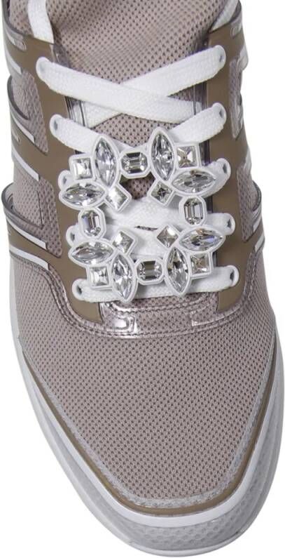 Roger Vivier Low-Top Sneakers Viv Run Strass Tech Knit Lace-Up Sneaker in grijs