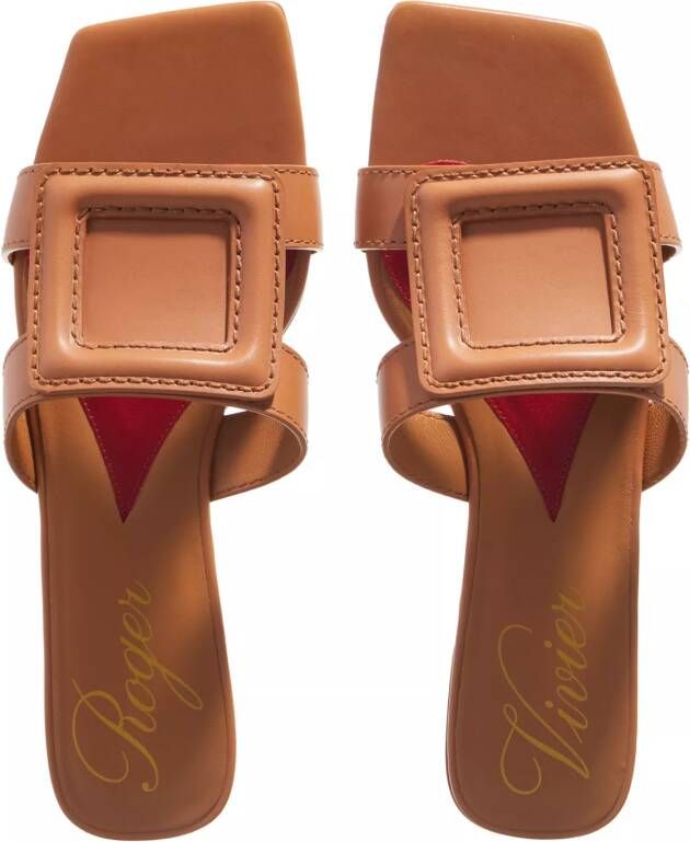 Roger Vivier Slippers Stitching Buckle Mules In Leather in bruin