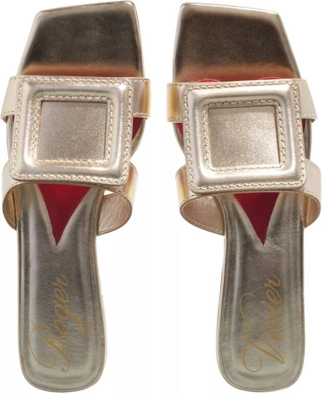 Roger Vivier Slippers Stitching Buckle Mules In Nappa Leather in goud