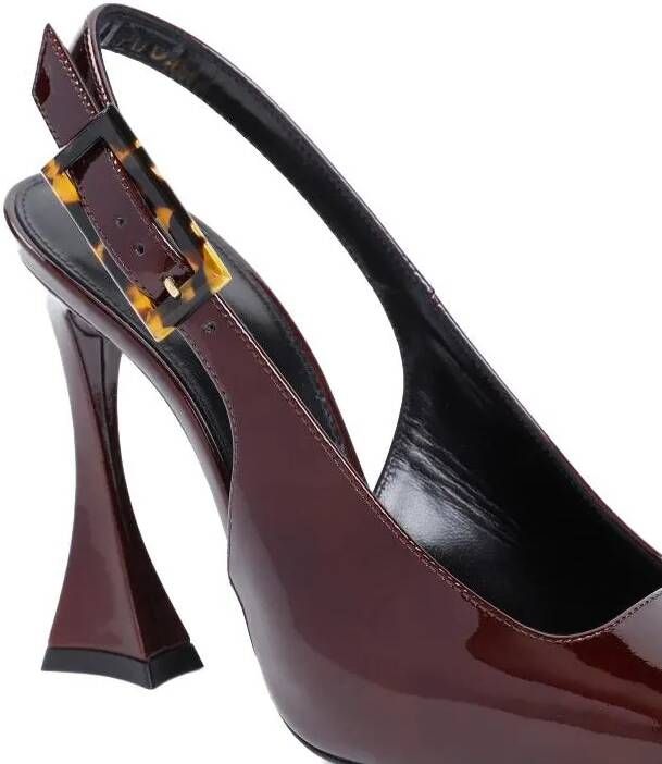 Saint Laurent Hoge hakken Stone Sevilla Brown Patent Leather Pumps in rood
