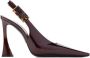 Saint Laurent Hoge hakken Stone Sevilla Brown Patent Leather Pumps in rood - Thumbnail 3