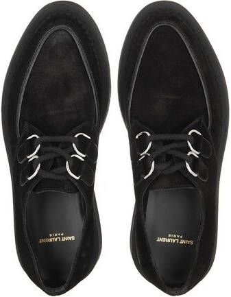 Saint Laurent Loafers & ballerina schoenen Teddy Lace Up Shoes Suede in zwart