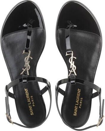 Saint Laurent Sandalen Cassandra Flat Sandals Leather in zwart