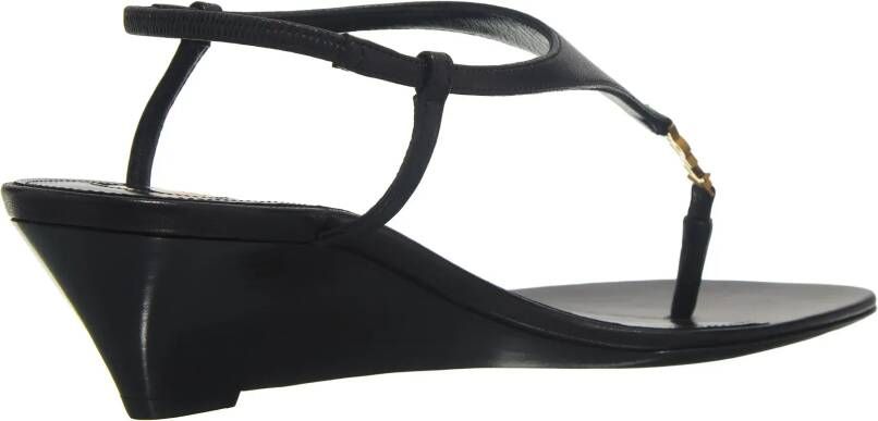 Saint Laurent Sandalen Cassandra Wedges in zwart