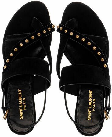 Saint Laurent Sandalen Gia Stud Flat Sandals in zwart