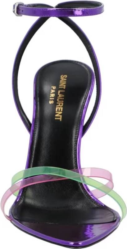 Saint Laurent Sandalen Gippy Patent Leather And Plexi Sandals Purple in paars