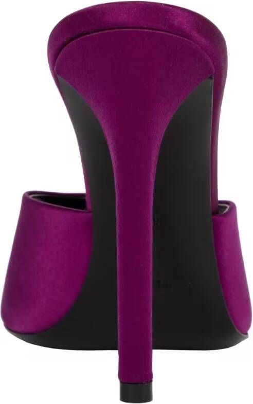 Saint Laurent Sandalen Goldie Mules In Satin Crepe Purple in paars
