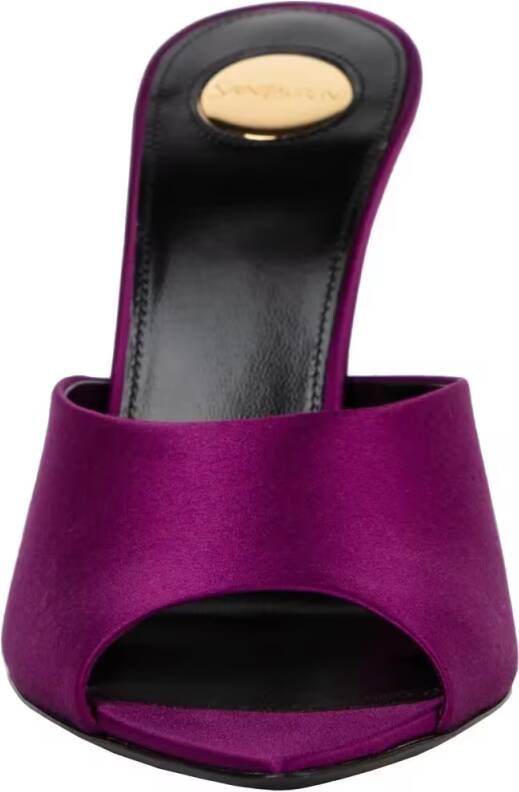 Saint Laurent Sandalen Goldie Mules In Satin Crepe Purple in paars