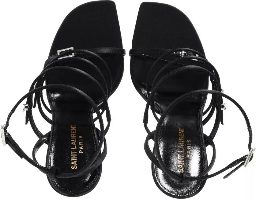 Saint Laurent Sandalen Jerry Sandals In Crepe Satin And Rhinestones in zwart