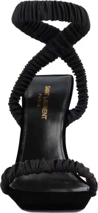 Saint Laurent Sandalen Pam Sandals In Satin Crepe Black in zwart
