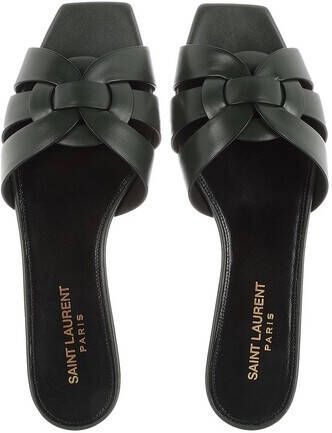 Saint Laurent Sandalen Tribute Flat Sandals Leather in groen