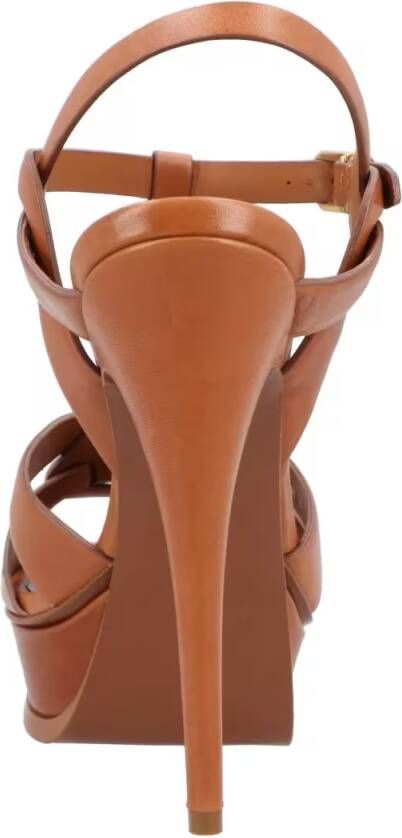 Saint Laurent Sandalen Tribute Leather Sandals Brown in bruin