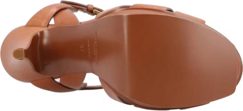 Saint Laurent Sandalen Tribute Leather Sandals Brown in bruin
