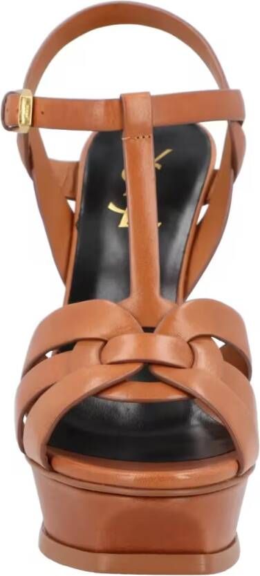 Saint Laurent Sandalen Tribute Leather Sandals Brown in bruin