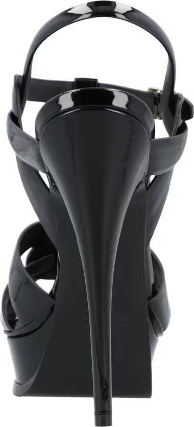 Saint Laurent Sandalen Tribute Platform Sandals In Patent Leather Black in zwart