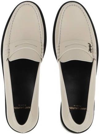 Saint Laurent Slippers Le Loafer Monogram Penny Slippers Leather in beige