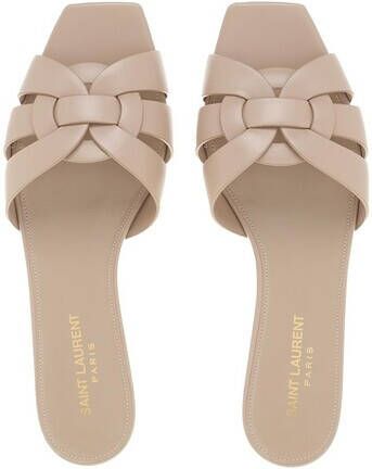 Saint Laurent Slippers & Mules Tribute Flat Mules Leather in beige