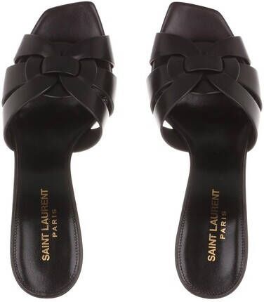 Saint Laurent Slippers Tribute Heel Mule Leather in zwart