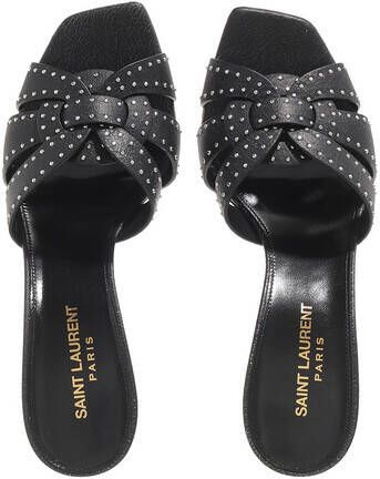 Saint Laurent Slippers Tribute Studded Heeled Mules Leather in zwart