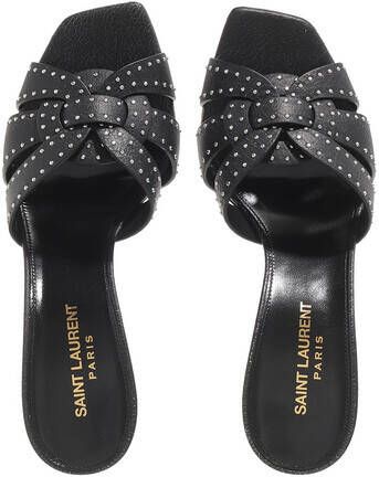 Saint Laurent Slippers & Mules Tribute Studded Heeled Mules Leather in zwart