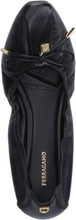 Salvatore Ferragamo Ruched Ballerinas With Bow – Black in zwart